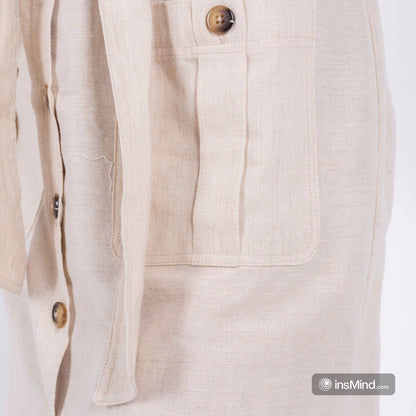 MIDI BEIGE LINEN BEIGE DRESS
