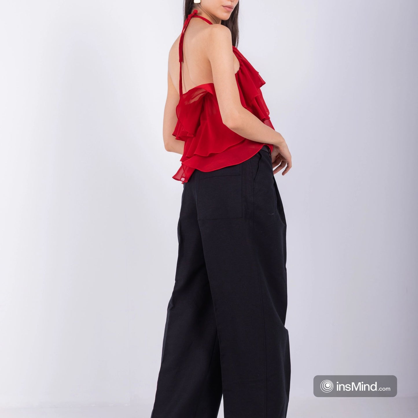 Red Chiffon Ruffles Top