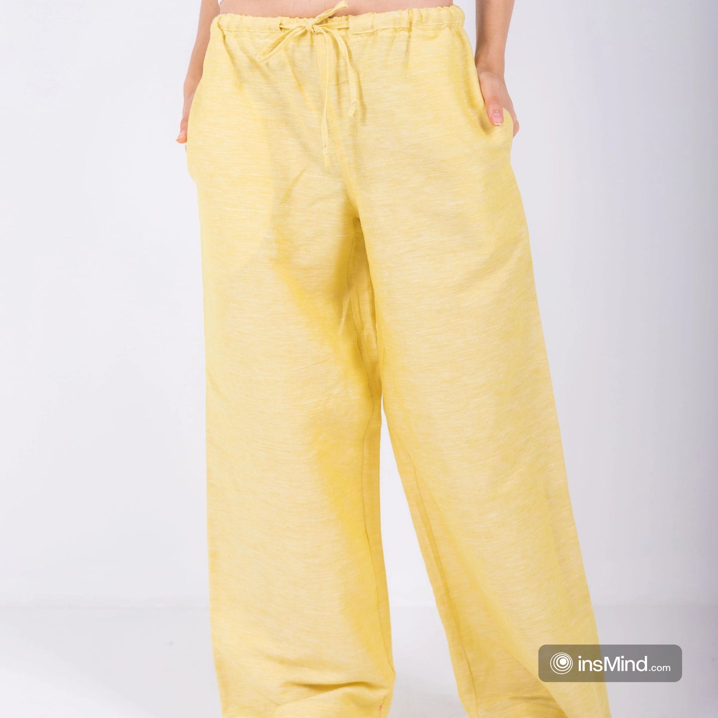 Yellow Wide Leg Pants, 100% Linen