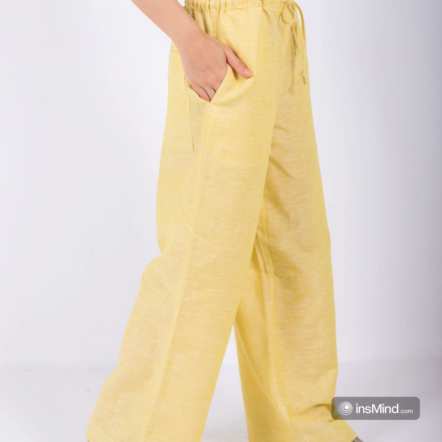 Yellow Wide Leg Pants, 100% Linen