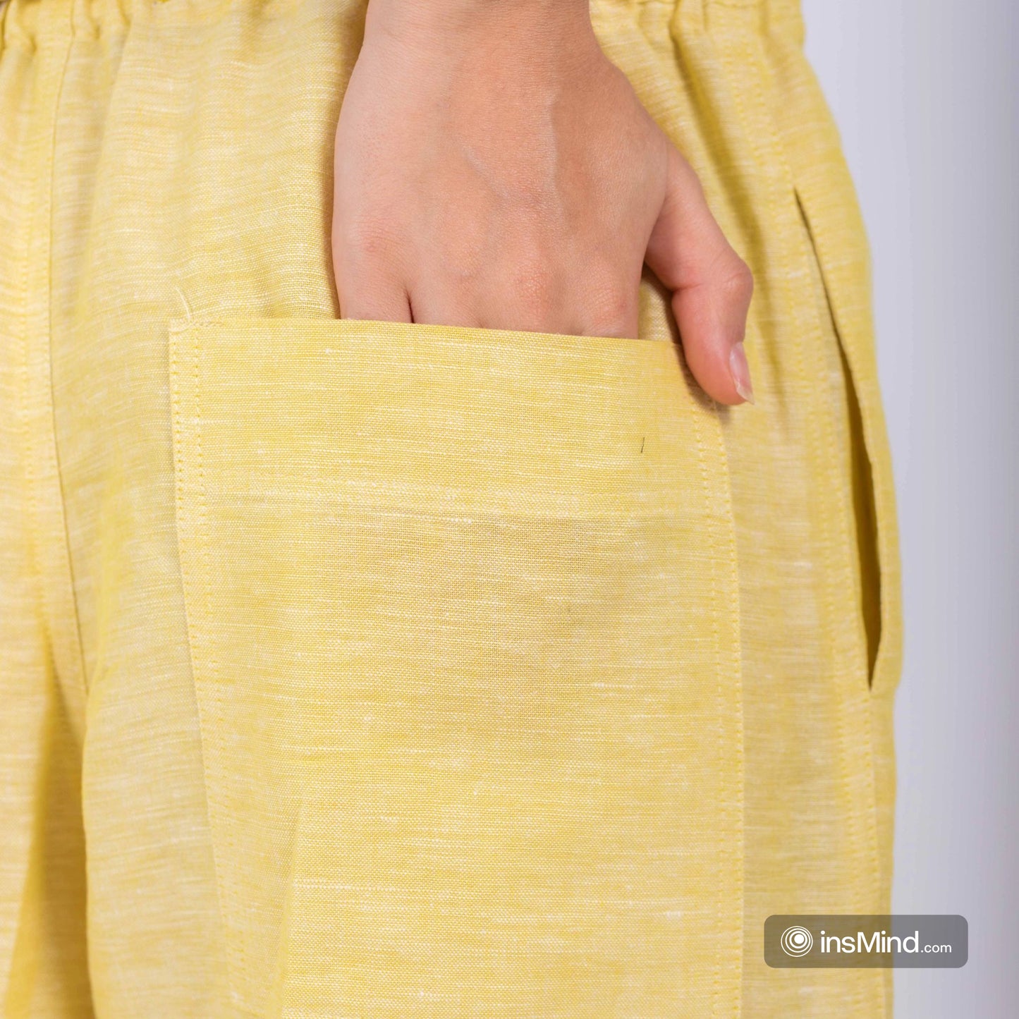 Yellow Wide Leg Pants, 100% Linen