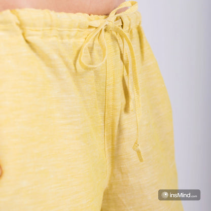 Yellow Wide Leg Pants, 100% Linen