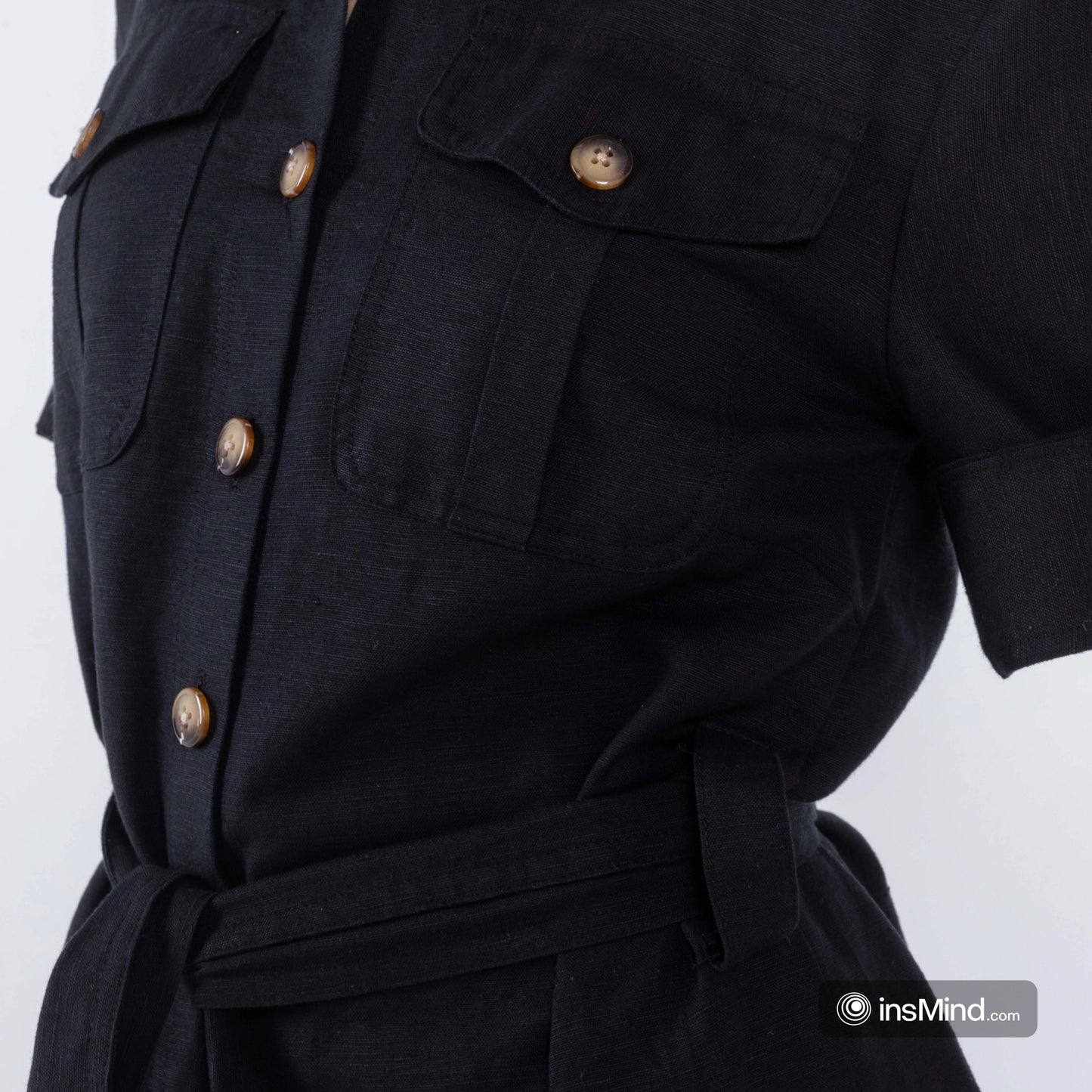 MIDI BLACK LINEN DRESS